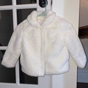 Girls white faux fur coat